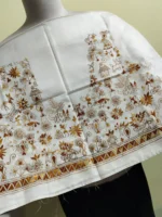 Silk Kantha Stitch Blouse Material – Hand Embroidered Warli Tribal Art - Image 3