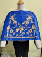 Silk Kantha Stitch Blouse Material – Hand Embroidered Birds Floral Motifs Blue