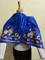 Silk Kantha Stitch Blouse Material – Hand Embroidered Birds Floral Motifs Blue - Image 4