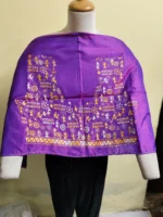 Silk Kantha Stitch Blouse Material – Hand Embroidered Geometric Folk Motifs