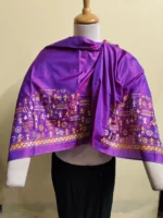 Silk Kantha Stitch Blouse Material – Hand Embroidered Geometric Folk Motifs - Image 5