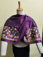 Silk Kantha Stitch Blouse Material – Hand Embroidered Flowers leaves - Image 5