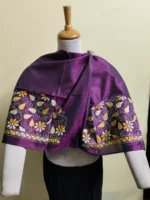 Silk Kantha Stitch Blouse Material – Hand Embroidered Flowers leaves - Image 4