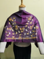 Silk Kantha Stitch Blouse Material – Hand Embroidered Flowers leaves