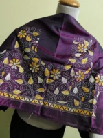 Silk Kantha Stitch Blouse Material – Hand Embroidered Flowers leaves - Image 2