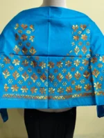 Blue Silk Kantha Stitch Blouse Material –   Maroon Floral - Image 4