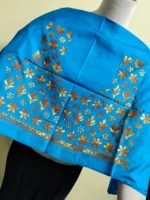Blue Silk Kantha Stitch Blouse Material –   Maroon Floral - Image 2