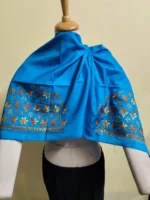 Blue Silk Kantha Stitch Blouse Material –   Maroon Floral - Image 5