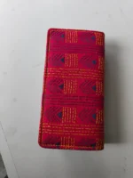 Kantha stitch purse double zipper for Women Red Purple