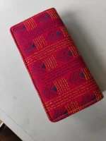 Kantha stitch purse double zipper for Women Red Purple - Image 2