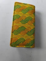 Kantha Cotton Zip Wallet – Double Zipper Compartments Yellow - Image 4