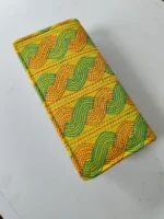Kantha Cotton Zip Wallet – Double Zipper Compartments Yellow - Image 3