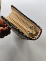 Kantha stitch purse double zipper Wallet black  for Girls - Image 6