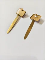Geometric Brass Disc Earrings – Circle & Triangle Dangles