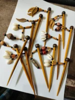 Handmade Bamboo Hair Pin – Beads & Shell Decor - Image 2