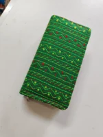 blue Kantha Cotton Zip Wallet – Double Zipper Compartmentsy - Image 2