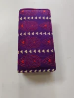 Purple Kantha Stitch Cotton Zip Wallet – Double Zipper Compartments