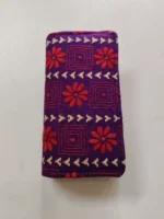 Purple Kantha Stitch Zip Wallet – Double Zipper Compartments