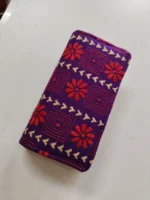 Purple Kantha Stitch Zip Wallet – Double Zipper Compartments - Image 2
