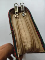 Sea Green Kantha Cotton Zip Wallet – Double Zipper Compartments - Image 5