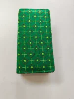Kantha Stitch Cotton Zip Wallet – Double Zipper Compartments Green