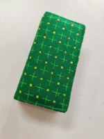 Kantha Stitch Cotton Zip Wallet – Double Zipper Compartments Green - Image 2