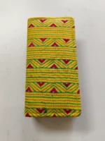 Kantha Cotton Zip Wallet – Double Zipper Compartments Yellow