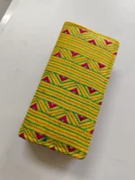 Kantha Cotton Zip Wallet – Double Zipper Compartments Yellow - Image 3