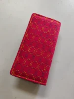 Kantha Stitch Cotton Zip Wallet – Double Zipper Compartments - Image 3