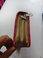 Kantha Stitch Cotton Zip Wallet – Double Zipper Compartments - Image 4