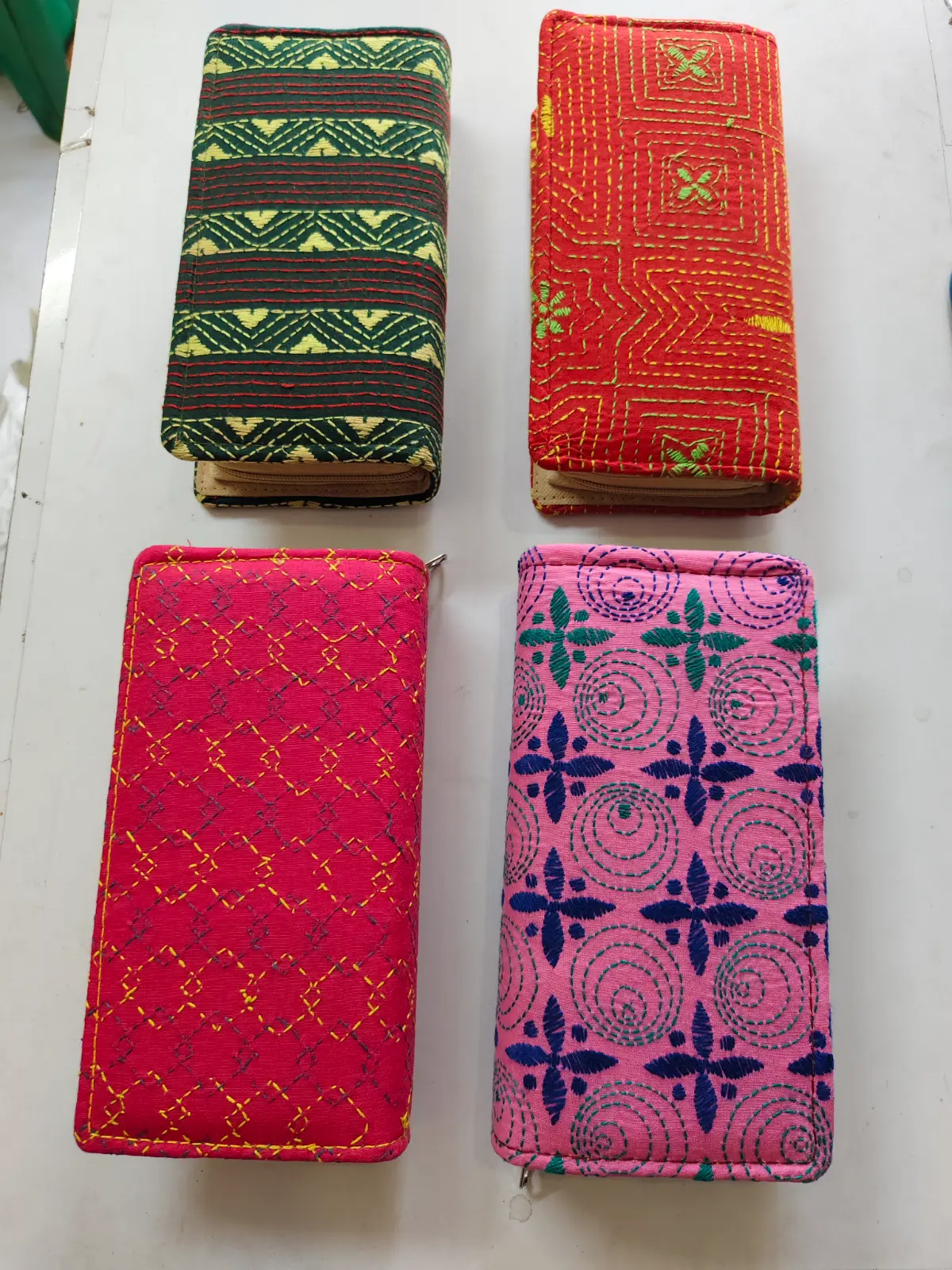 1001044498.webp (4 Set) Kantha Cotton Zip Wallet β Double Zipper Compartmentsy - Image 1