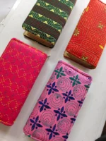 (4 Set) Kantha Cotton Zip Wallet – Double Zipper Compartmentsy - Image 3