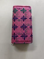 Kantha stitch purse double zipper bottle green  for Girls Pink