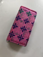 Kantha stitch purse double zipper bottle green  for Girls Pink - Image 2