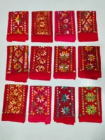 Wholesale Blouse Material kantha work Red  (12 Piece Design Set)