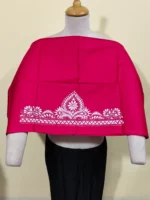 Red Cotton Kantha Stitch Blouse Material – Hand Embroidered