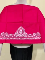 Red Cotton Kantha Stitch Blouse Material – Hand Embroidered - Image 2
