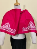 Red Cotton Kantha Stitch Blouse Material – Hand Embroidered - Image 3