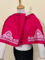 Red Cotton Kantha Stitch Blouse Material – Hand Embroidered - Image 4