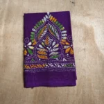 Kantha Stitch Blouse Piece – Handcrafted Floral Design Purple - Image 4