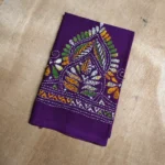 Kantha Stitch Blouse Piece – Handcrafted Floral Design Purple - Image 2