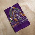 Kantha Stitch Blouse Piece – Handcrafted Floral Design Purple - Image 3