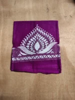 Kantha Stitch Blouse Piece –  Handcrafted Purple Floral Design - Image 4