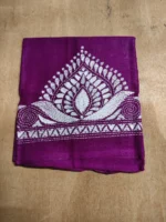 Kantha Stitch Blouse Piece –  Handcrafted Purple Floral Design
