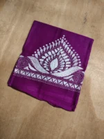 Kantha Stitch Blouse Piece –  Handcrafted Purple Floral Design - Image 2