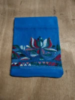 Cotton Kantha Stitch Blouse Material – Floral Design Blue - Image 4