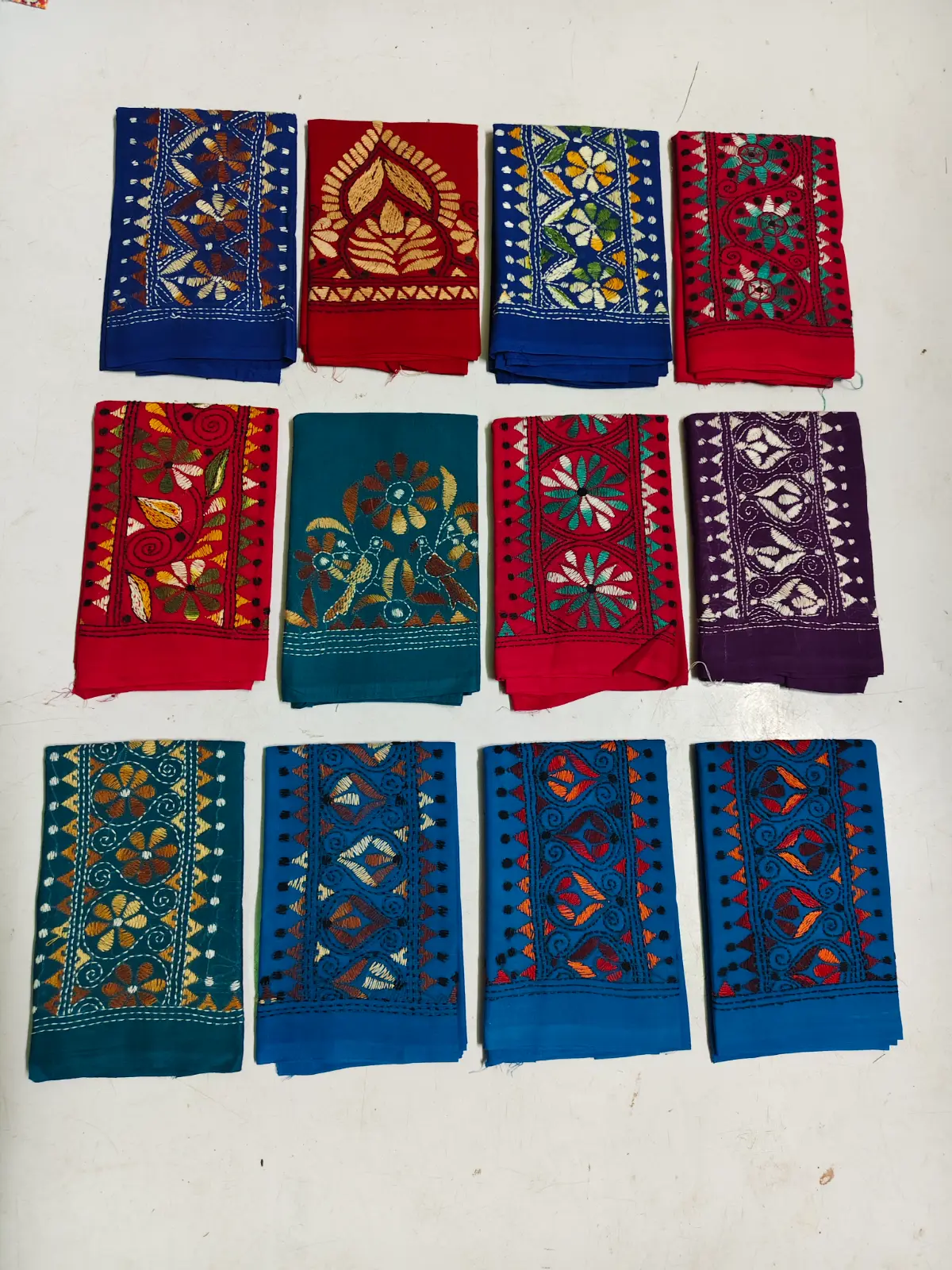 1001048956.webp Cotton Kantha Blouse Material Wholesale Price - (12 Piece Color Design Set) - Image 1