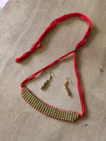 Handmade Dokra Spiral Pendant Necklace Set - Including Earrings - Image 2