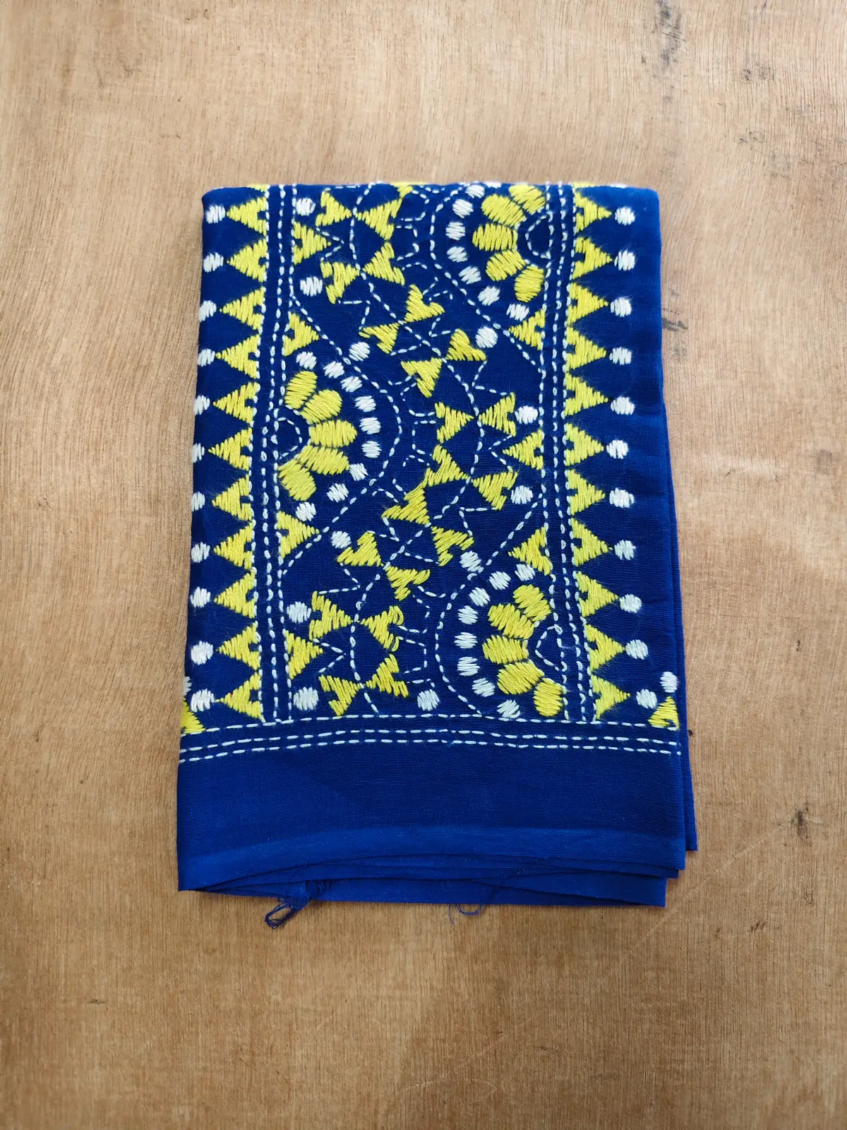 1001064418.webp Kantha Stitch Blouse Material Blue - Image 1
