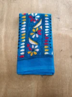 Handicraft Kantha Stitch Cotton Blouse Piece Material (Dark sky blue)